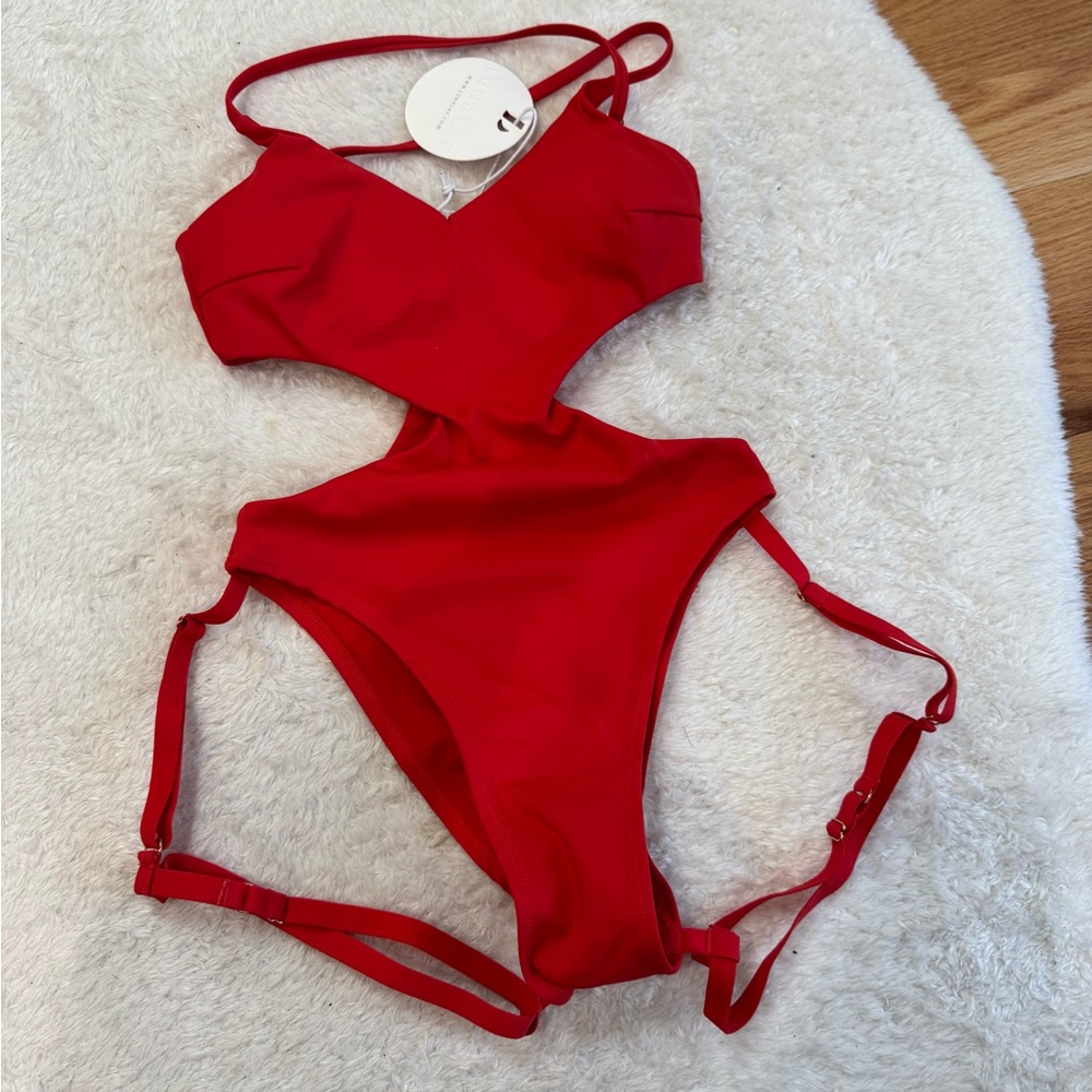 LUNALAE PIXIE BASIC GARTER BODYSUIT - RED NWT - image 2